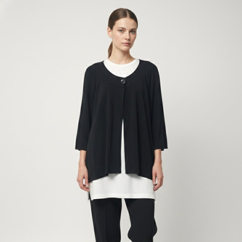 Dressbarn Cardigan Black Quiet Luxury Zen Scandi Minimalist Dark Academia 1X